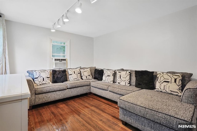 2 Ann St, Bloomingdale, NJ 07403 - living area featuring dark wood-type flooring, track lighting, and cooling unit