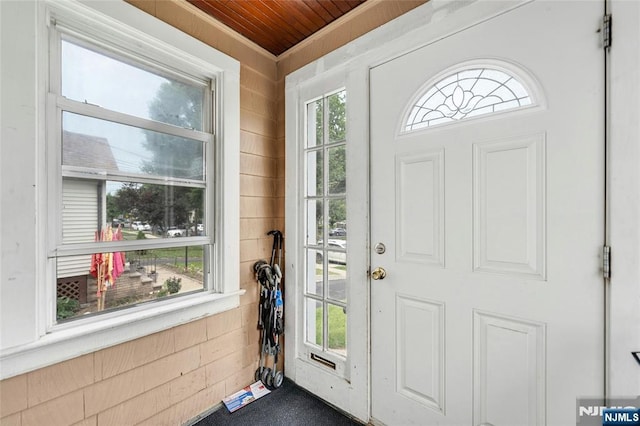116 Berkeley Ave, Bloomfield, NJ 07003 - foyer featuring wooden ceiling and wood walls