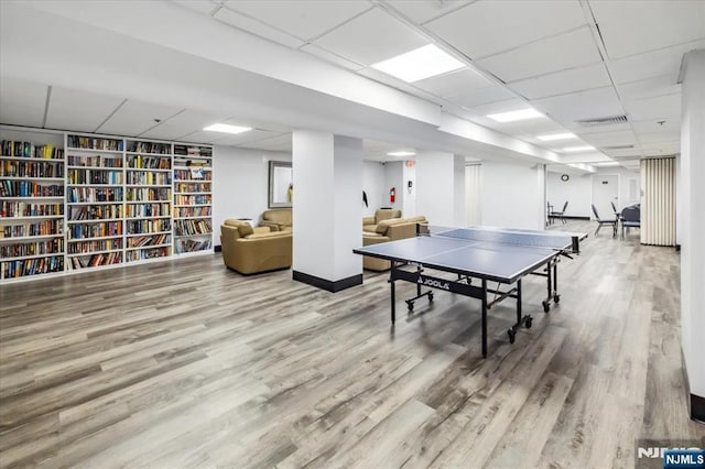 555 N Ave Unit 23C, Fort Lee, NJ 07024 - game room featuring a paneled ceiling and wood finished floors