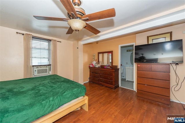 23 Preston St, Ridgefield Park, NJ 07660 - bedroom featuring cooling unit, wood finished floors, and connected bathroom