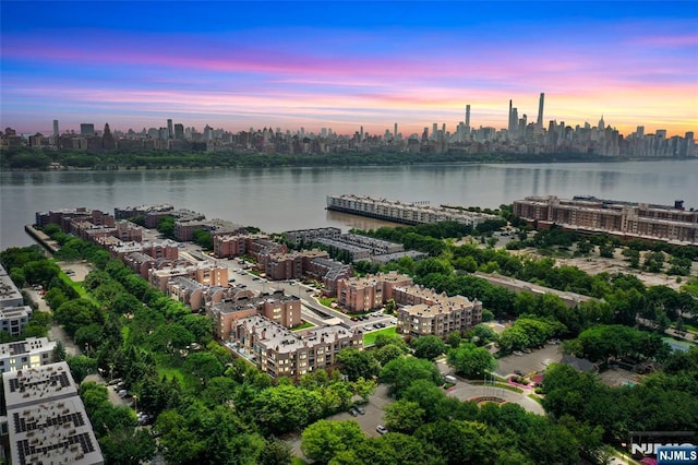 207 Jefferson Ct, Edgewater, NJ 07020 - aerial view at dusk of a view of skyline and a water view