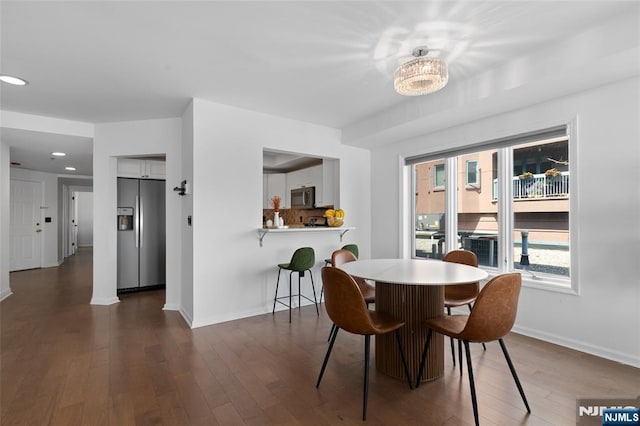 207 Jefferson Ct, Edgewater, NJ 07020 - dining space with dark wood-style flooring and recessed lighting