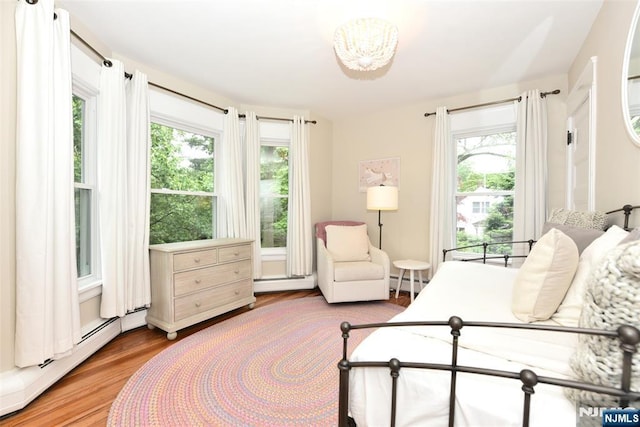4 4th St, Park Ridge, NJ 07656 - bedroom with multiple windows, a baseboard radiator, and light wood-type flooring