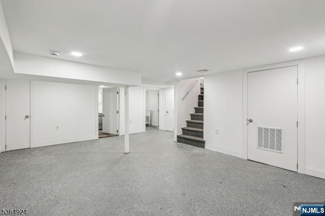 5 Midland, Glen Ridge, NJ 07028 - finished basement featuring recessed lighting and stairs