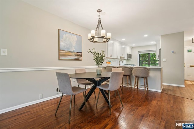 181 Long Hill Rd Unit H3, Little Falls, NJ 07424 - dining space with a chandelier, hardwood / wood-style flooring, and recessed lighting