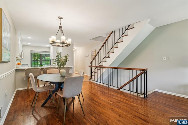 181 Long Hill Rd Unit H3, Little Falls, NJ 07424 - dining area featuring wood-type flooring, a chandelier, and stairway