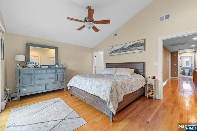 413 Washington Ave Unit C0413, Cliffside Park, NJ 07010 - bedroom with light wood finished floors, high vaulted ceiling, and ceiling fan