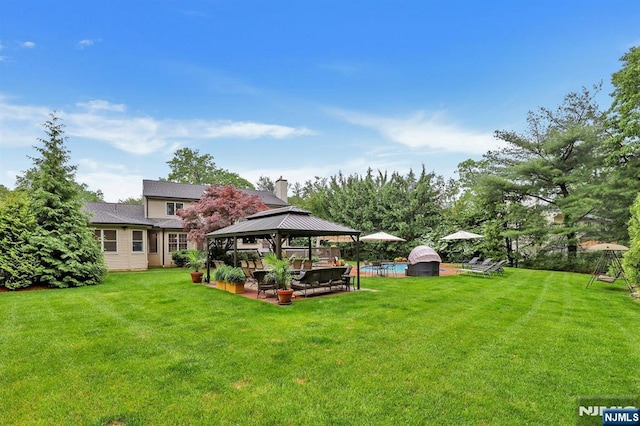 11 Katharina Pl, Twp Of Washington, NJ 07676 - view of green lawn with a gazebo and a pool