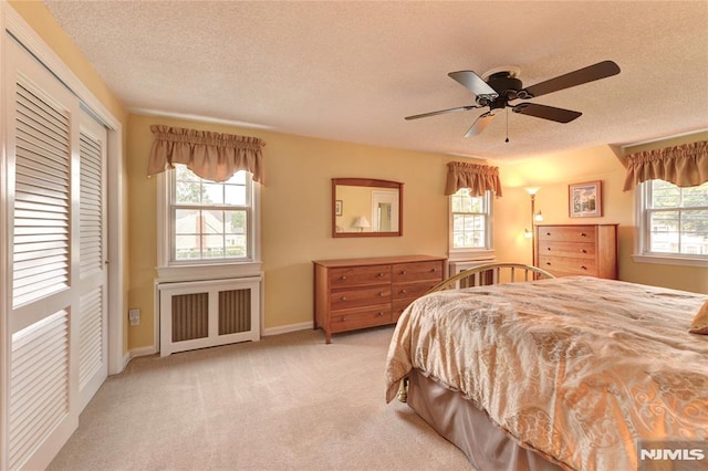 306 Boulevard, Pequannock Township, NJ 07444 - bedroom featuring radiator, a textured ceiling, multiple windows, and carpet