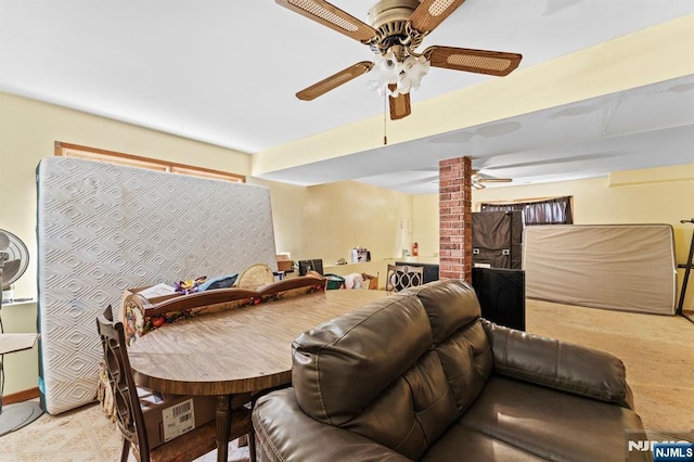 132 17th St, Prospect Park, NJ 07508 - dining space with ceiling fan and ornate columns