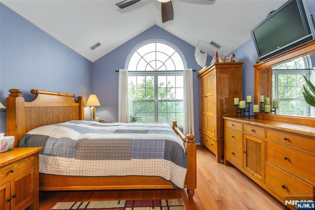 143 Summit Rdg, Pompton Lakes, NJ 07442 - bedroom featuring light wood-style flooring, lofted ceiling, and a ceiling fan