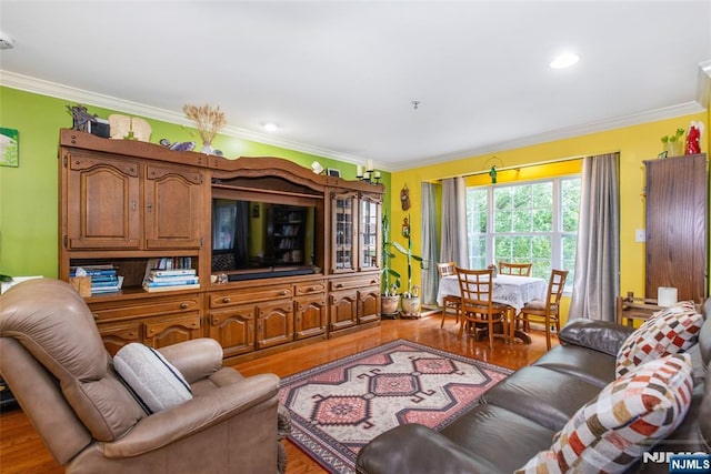 143 Summit Rdg, Pompton Lakes, NJ 07442 - living room featuring wood finished floors and ornamental molding