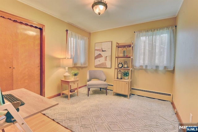 76 Central Ln, Secaucus, NJ 07094 - living area with a baseboard heating unit and crown molding
