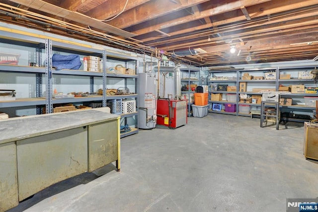 76 Central Ln, Secaucus, NJ 07094 - unfinished basement with gas water heater and a workshop area