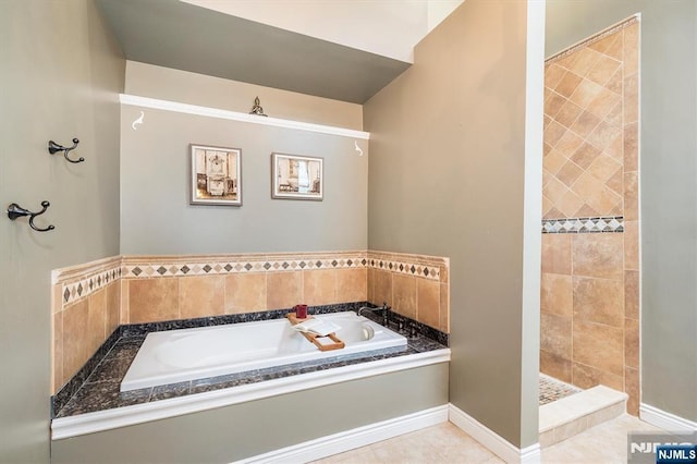 34 Harding Rd, Glen Rock, NJ 07452 - full bath with a garden tub, a tile shower, and tile patterned floors