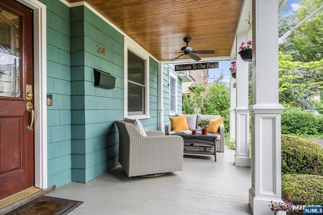 34 Harding Rd, Glen Rock, NJ 07452 - covered porch with a ceiling fan