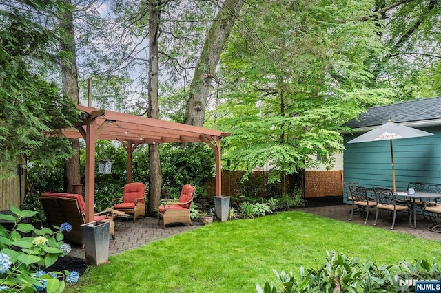 34 Harding Rd, Glen Rock, NJ 07452 - fenced backyard featuring a patio area and a pergola