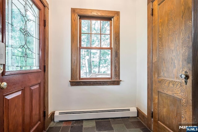 34 Harding Rd, Glen Rock, NJ 07452 - foyer featuring a baseboard radiator and stone tile floors