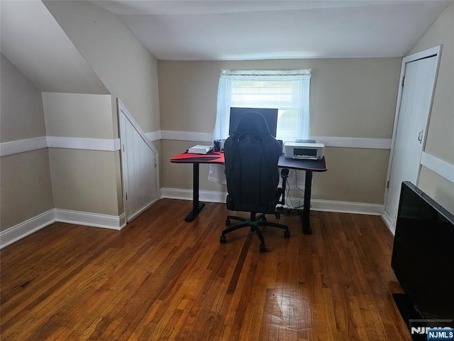 100 Grove St, Waldwick, NJ 07463 - office featuring vaulted ceiling and wood finished floors