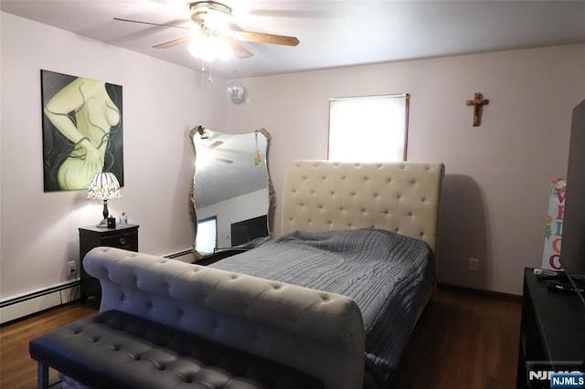 116 Scott Rd, Franklin, NJ 07416 - bedroom featuring wood finished floors, ceiling fan, and a baseboard radiator