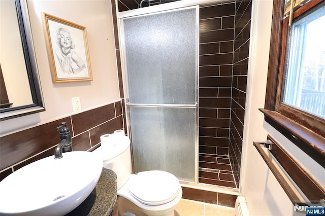 116 Scott Rd, Franklin, NJ 07416 - bathroom featuring a shower stall, vanity, and tile walls
