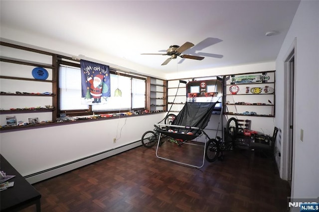 116 Scott Rd, Franklin, NJ 07416 - playroom with baseboard heating and ceiling fan