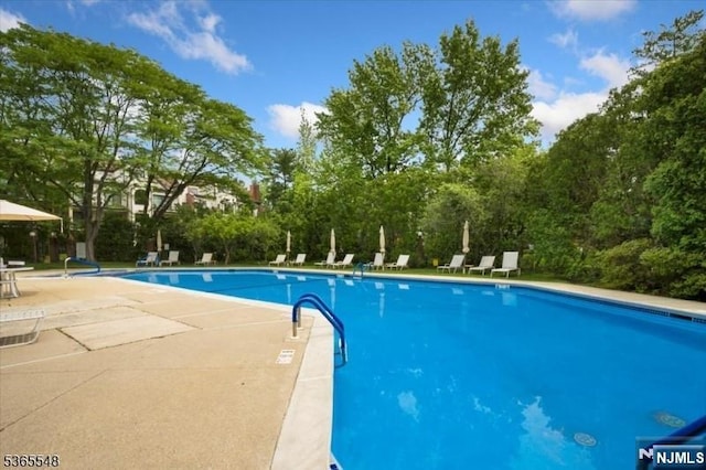 4 Lowell Ct Unit 704, Teaneck, NJ 07666 - community pool featuring a patio area and view of scattered trees