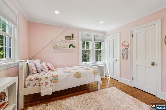 490 Ackerman Ave, Ho-Ho-Kus, NJ 07423 - bedroom with ornamental molding, wood finished floors, and recessed lighting