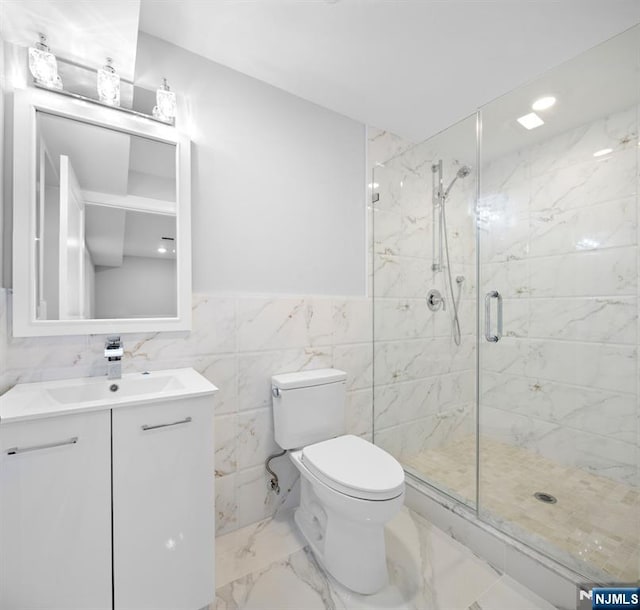 227 Wayne Ave Unit A, Cliffside Park, NJ 07010 - full bath featuring marble finish floors, a marble finish shower, and vanity