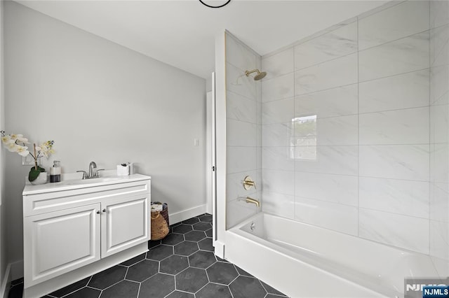 422 Davis Ave, Kearny, NJ 07032 - full bathroom with shower / washtub combination, vanity, and tile patterned floors