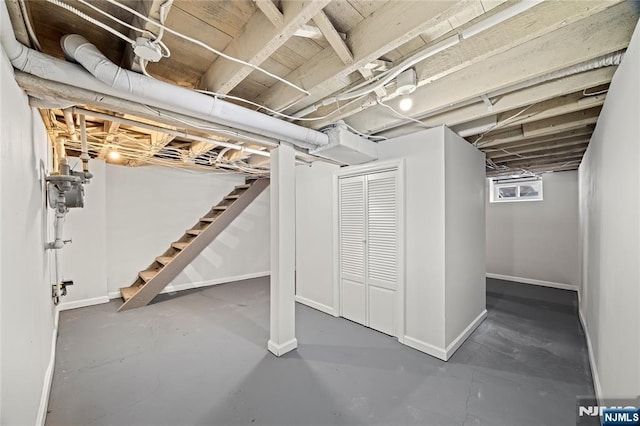 422 Davis Ave, Kearny, NJ 07032 - basement with stairway and baseboards