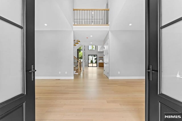 172 Birchwood, Old Tappan, NJ 07675 - entryway featuring a high ceiling, light wood-type flooring, and stairway