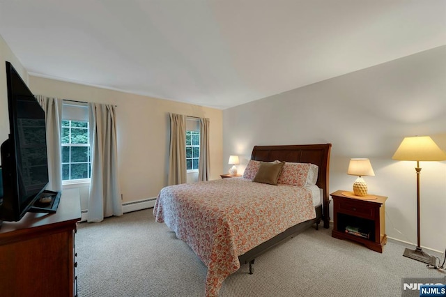 552 Godwin Ave, Midland Park, NJ 07432 - bedroom with multiple windows, light colored carpet, and baseboard heating