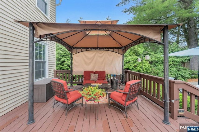 552 Godwin Ave, Midland Park, NJ 07432 - wooden deck featuring a gazebo and outdoor lounge area