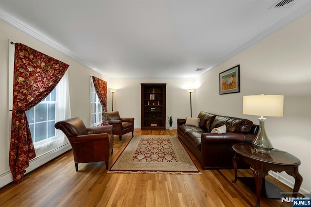 552 Godwin Ave, Midland Park, NJ 07432 - living area featuring wood finished floors and ornamental molding