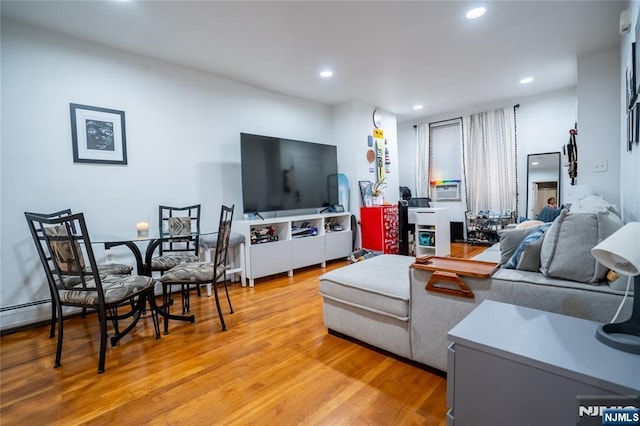 95 Mount Prospect Ave, Newark, NJ 07104 - living room featuring light wood-style flooring, recessed lighting, and cooling unit