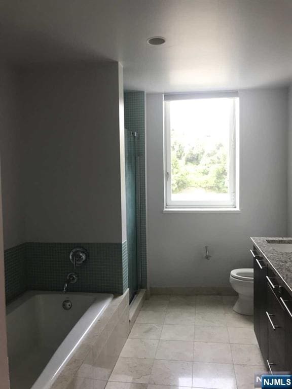 1611 Hudson Park Unit 1611, Edgewater, NJ 07020 - full bathroom with vanity, a garden tub, and a shower