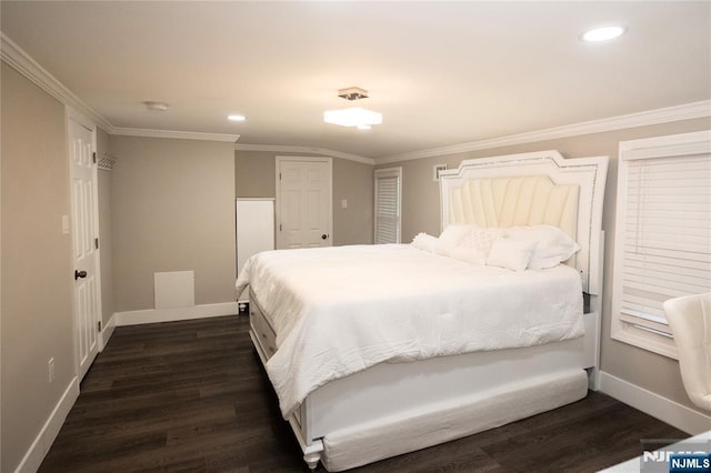 35 3rd Ave, Little Falls, NJ 07424 - bedroom with dark wood-style flooring, recessed lighting, and crown molding