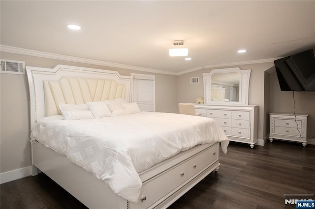 35 3rd Ave, Little Falls, NJ 07424 - bedroom with dark wood-type flooring, ornamental molding, and recessed lighting