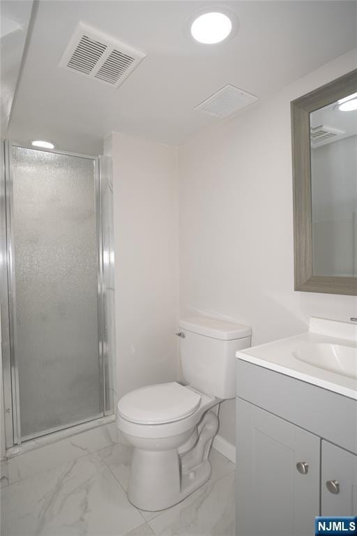 35 3rd Ave, Little Falls, NJ 07424 - bathroom featuring vanity, marble look tile flooring, and a shower stall