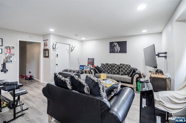 188 Park St, East Orange, NJ 07017 - living area featuring light wood-style floors and recessed lighting