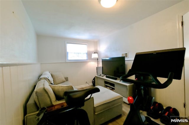 218 Evergreen St, Hillsdale, NJ 07642 - sitting room featuring light wood-type flooring and a wainscoted wall
