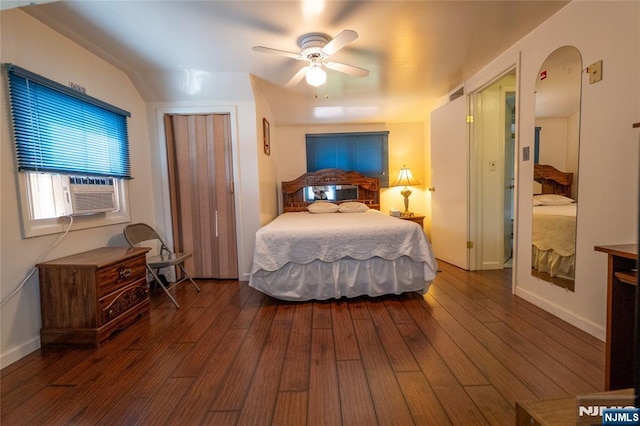 72 N Dr, Rochelle Park, NJ 07662 - bedroom featuring cooling unit, hardwood / wood-style flooring, a ceiling fan, and a closet