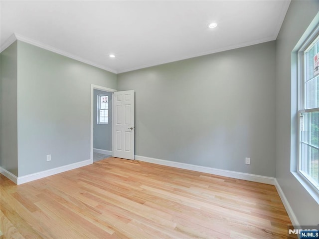 345 Creek Bed Rd, Mountainside, NJ 07092 - empty room featuring light wood-style flooring, crown molding, and recessed lighting