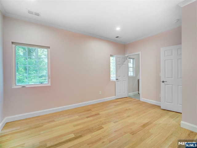 345 Creek Bed Rd, Mountainside, NJ 07092 - spare room with ornamental molding, light wood-style flooring, healthy amount of natural light, and recessed lighting
