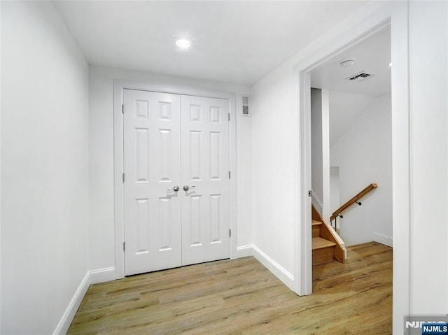 345 Creek Bed Rd, Mountainside, NJ 07092 - hall featuring light wood-style flooring and recessed lighting