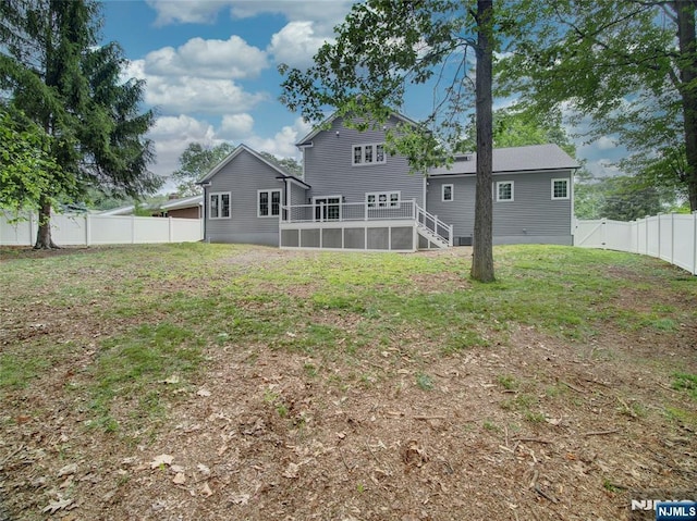 345 Creek Bed Rd, Mountainside, NJ 07092 - back of house featuring a fenced backyard and stairs
