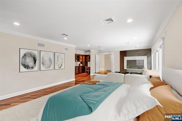 82 Jackson Dr, Cresskill, NJ 07626 - bedroom with crown molding, recessed lighting, and wood finished floors