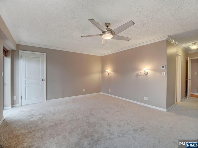 250 Gorge Rd Unit 16D, Cliffside Park, NJ 07010 - carpeted empty room featuring a ceiling fan, crown molding, and a textured ceiling