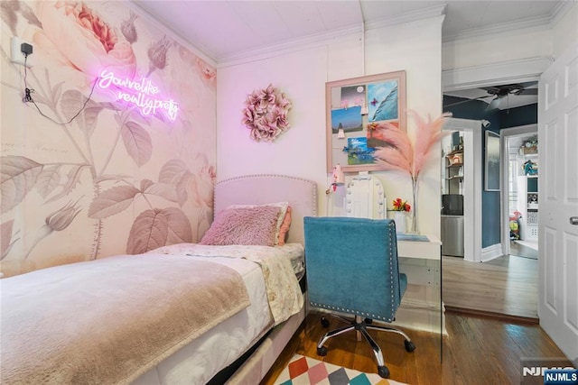 19 Mckinley Ave, West Orange, NJ 07052 - bedroom with wood-type flooring and ornamental molding